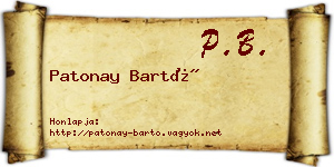 Patonay Bartó névjegykártya
